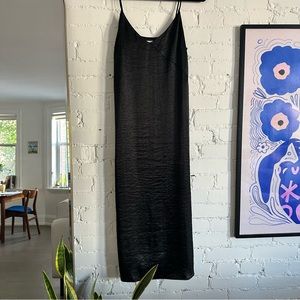 Black maxi slip dress